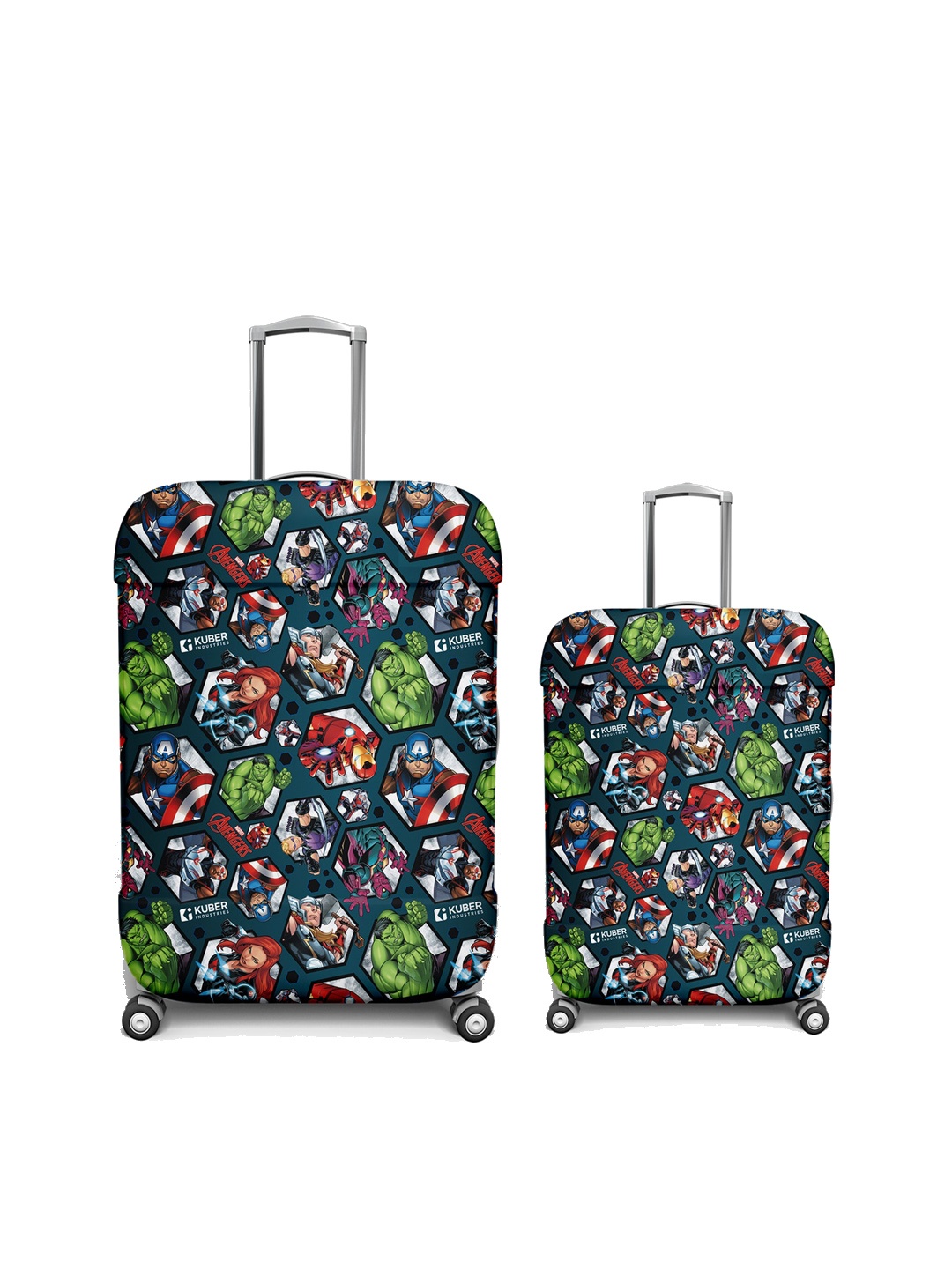 

Kuber Industries Set Of 2 Green & Blue Printed Luggage Covers