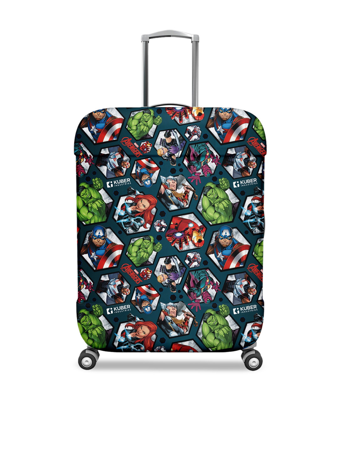 

Kuber Industries Printed Marvel Avengers Travel Suitcase Cover, Blue