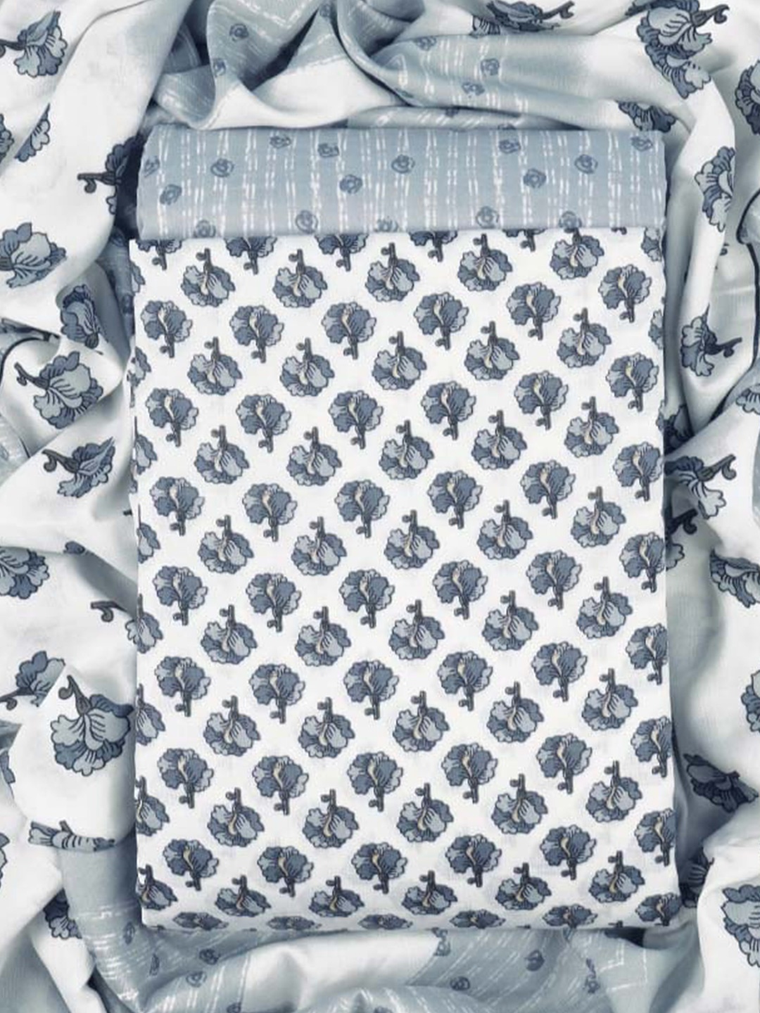 

Sun Fashion And Lifestyle Ethnic Motifs Printed Unstitched Dress Material, Grey