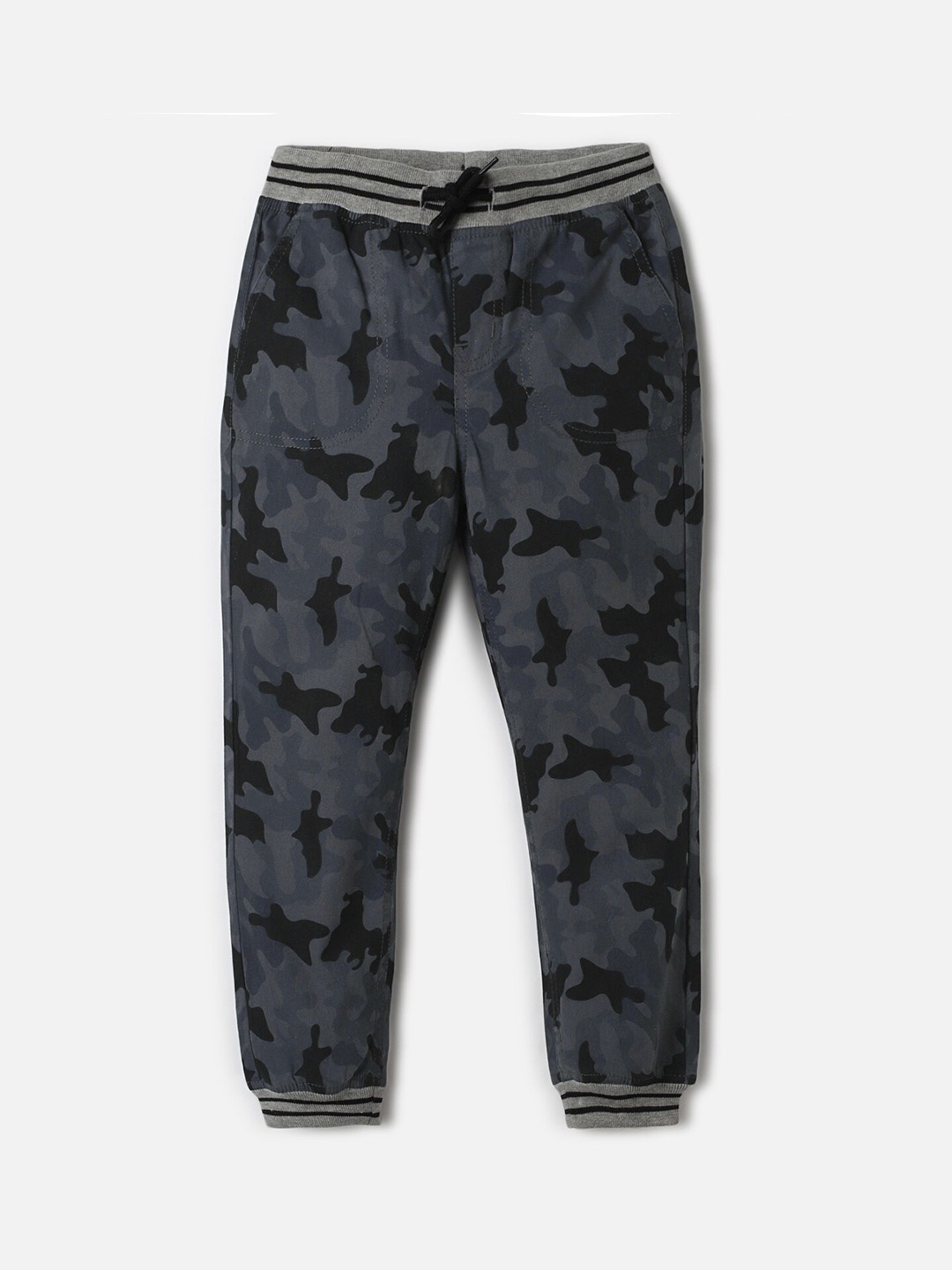 

UrbanMark Boys Camouflage Printed Pure Cotton Joggers, Grey