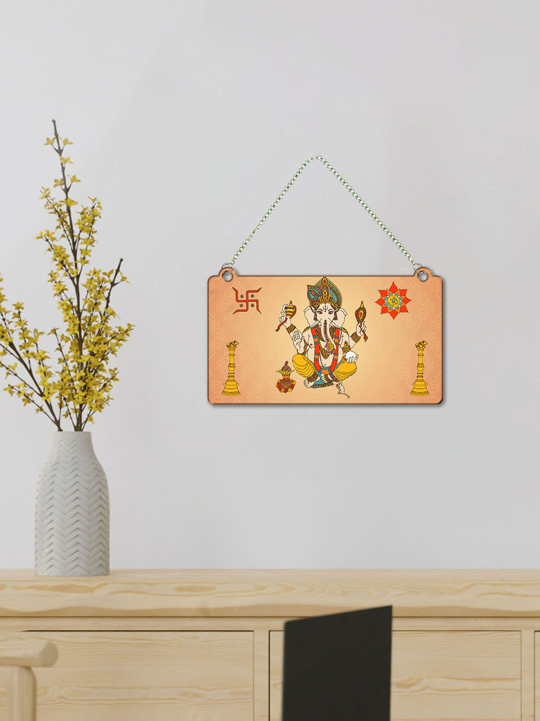 

ArtVibes Beige Lord Ganesha Wooden Home Decor Wall Hanging
