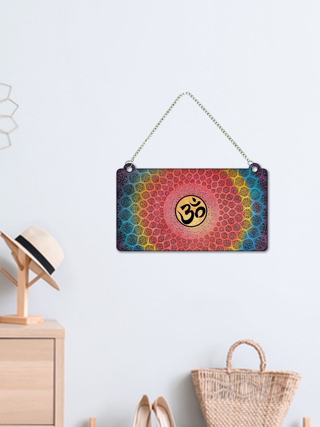 

ArtVibes Black & Peach Coloured Om Peaceful Symbol Wooden Wall Hanging