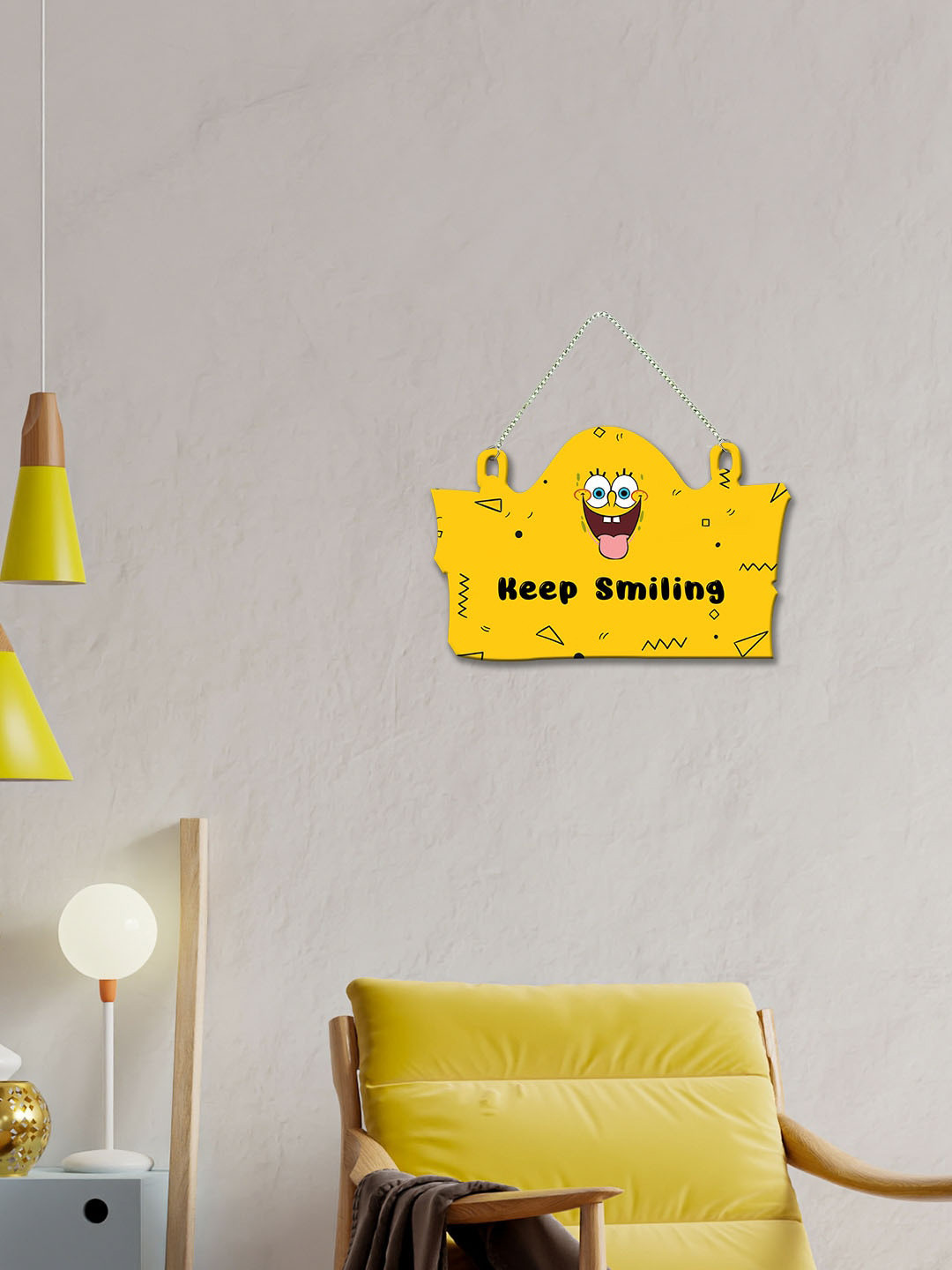 

ArtVibes Yellow Keep Smiling Quotes Wooden Wall Hanging