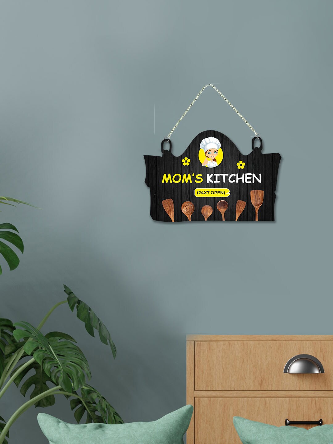 

ArtVibes Black & Brown Designer Mom's Kitchen Quotes Decorative Wooden Wall Hanging