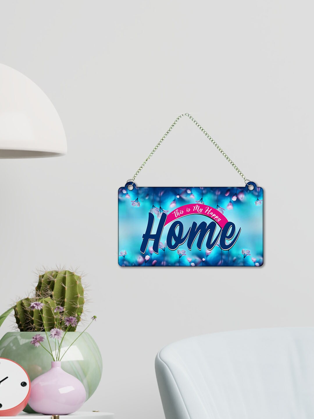 

ArtVibes Happy Home Wooden Wall Hanging, Blue
