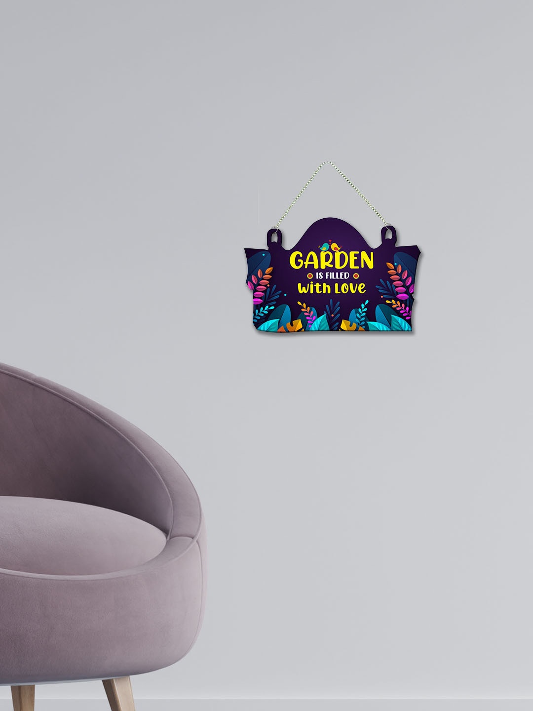 

ArtVibes Purple & Yellow Garden Quotes Wooden Wall Hanging
