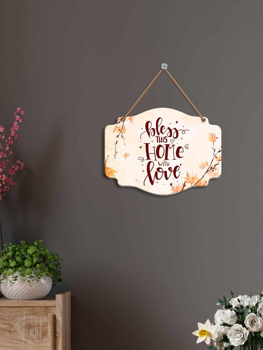 

ArtVibes Pink Home Quote Decor Wooden Wall Hanging