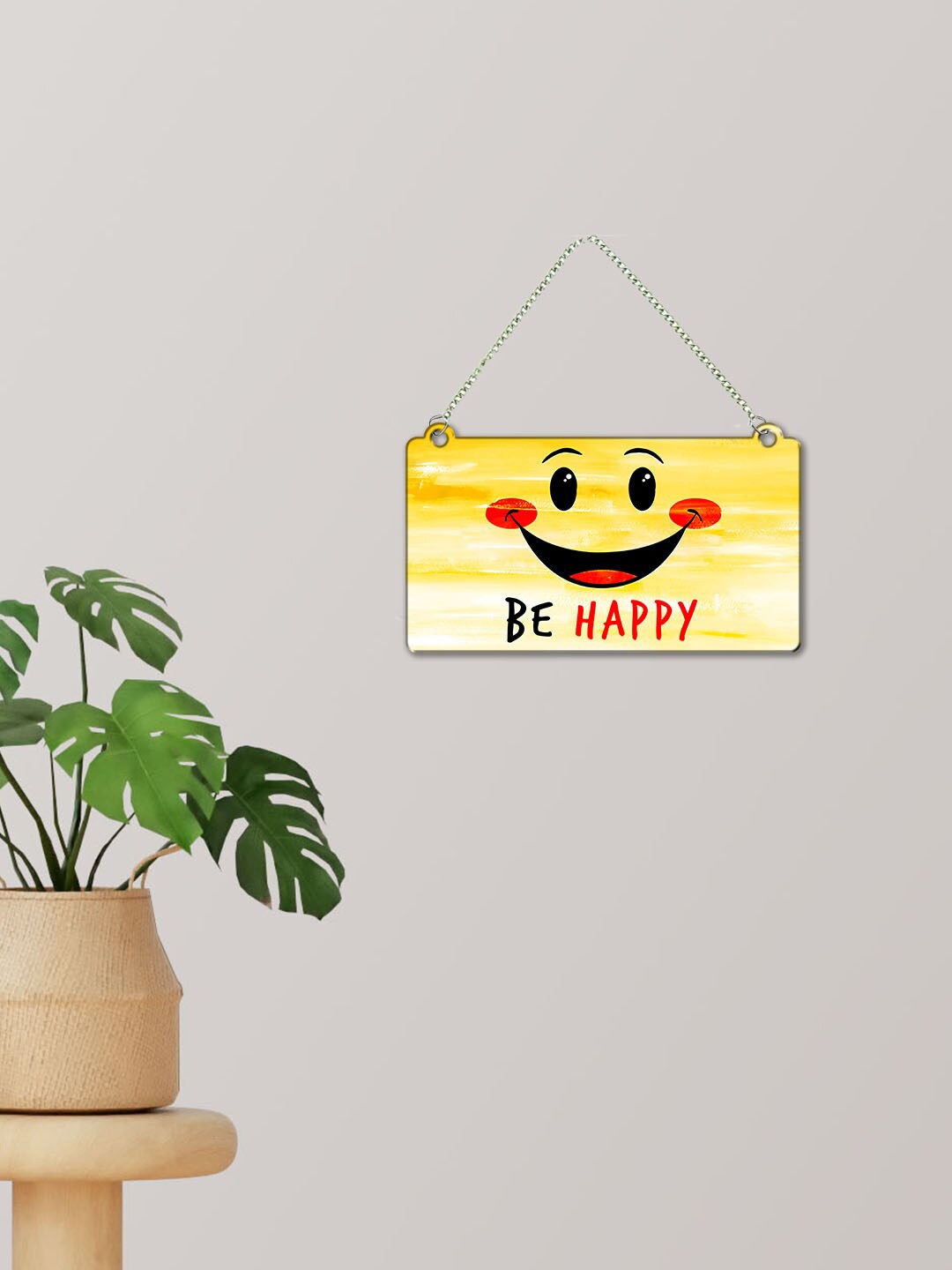 

ArtVibes Yellow Be Happy Smiley Wooden Wall Decor
