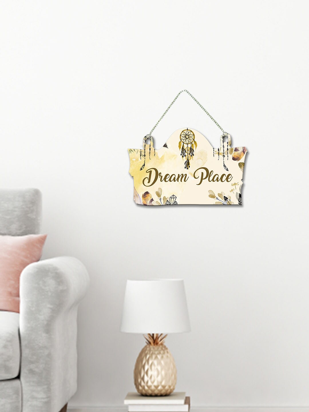 

ArtVibes Beige & White Patterned Dream Place Quotes Wall Hanging