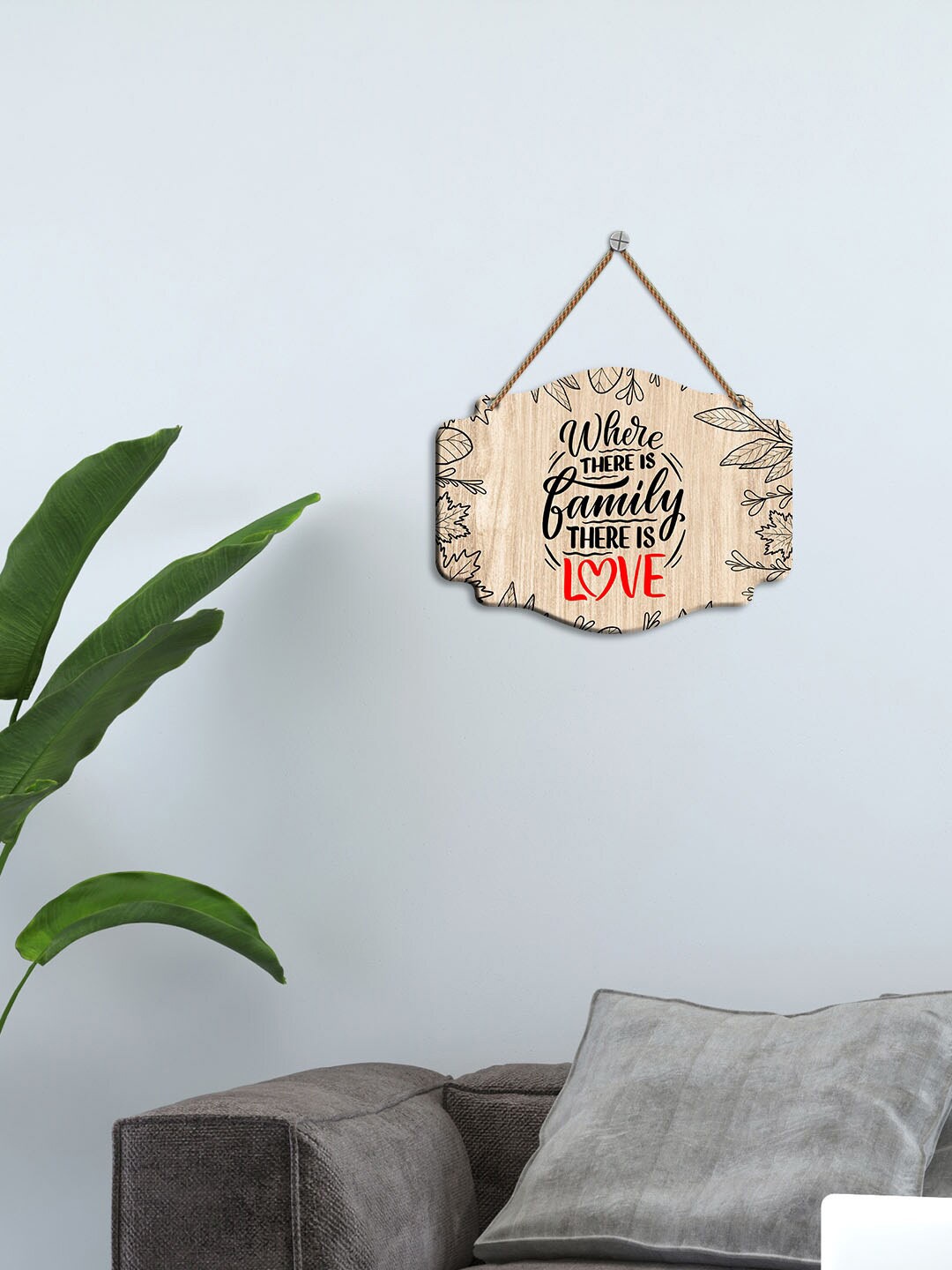 

ArtVibes Beige Family Love Quote Wooden Wall Hanging for Home Decor Wall Decor