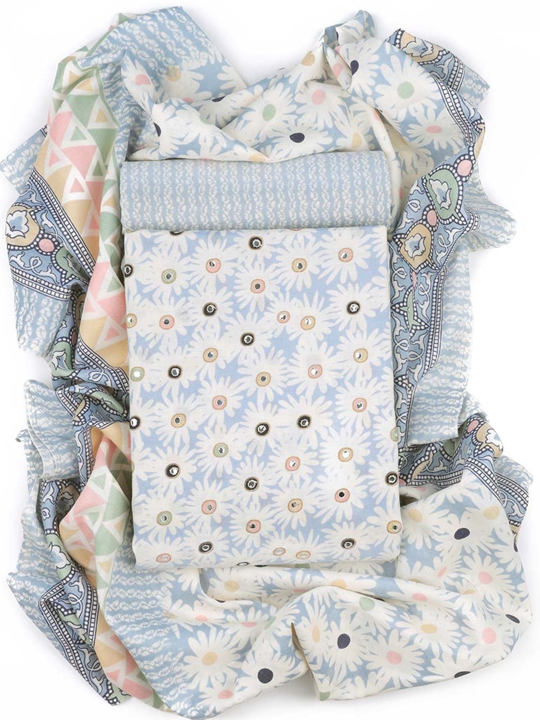 

Sun Fashion And Lifestyle Floral Printed Unstitched Dress Material, Grey