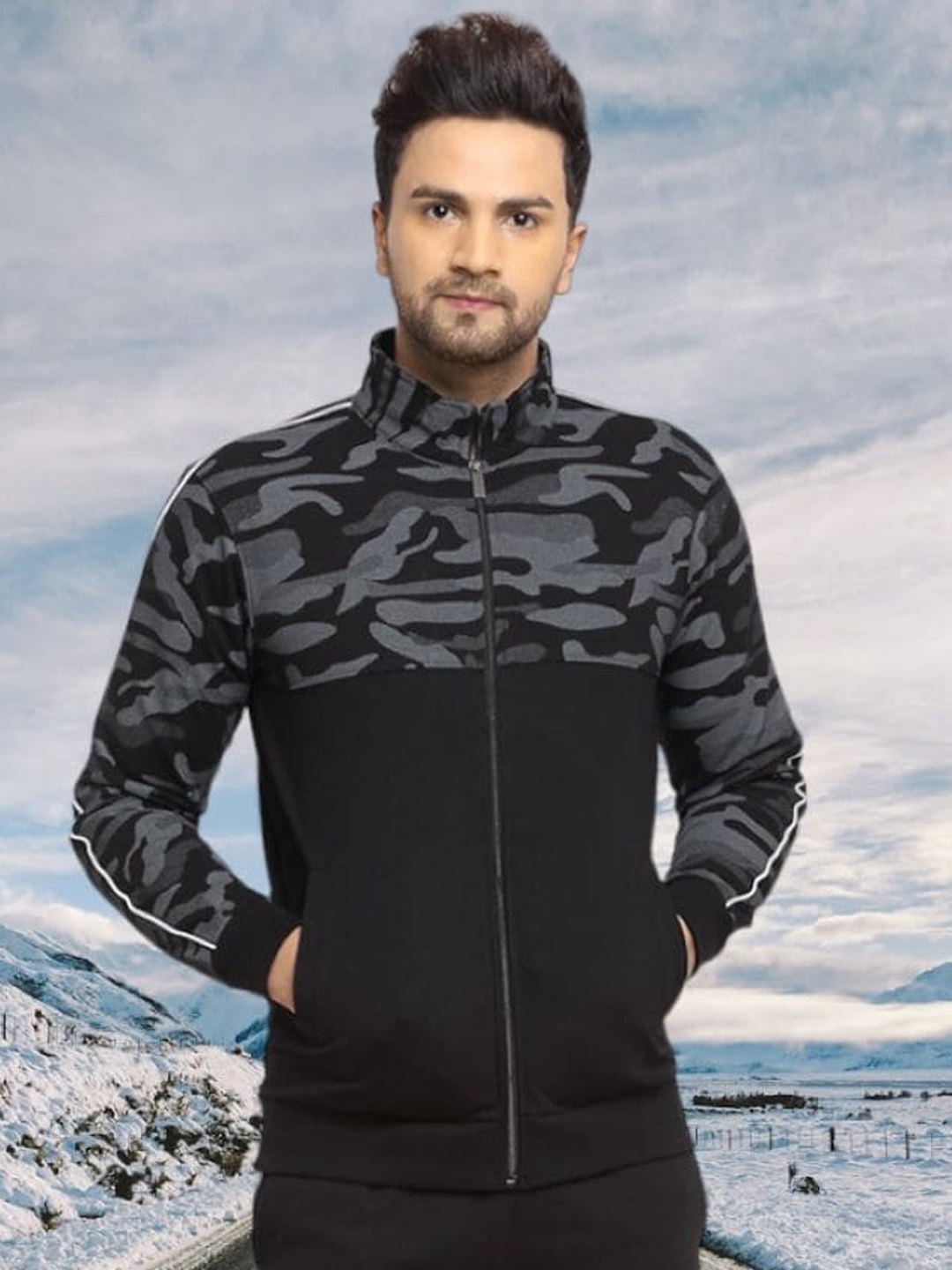 

WILD WEST Camouflage-Printed Cotton Fleece Tracksuit, Black