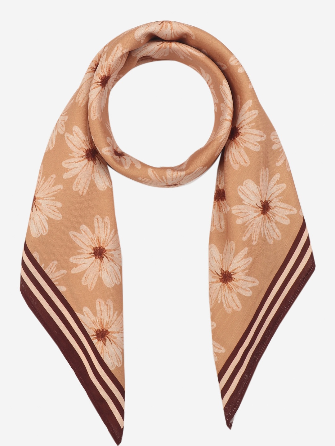 

Beau Design Women Floral Printed Scarf, Brown