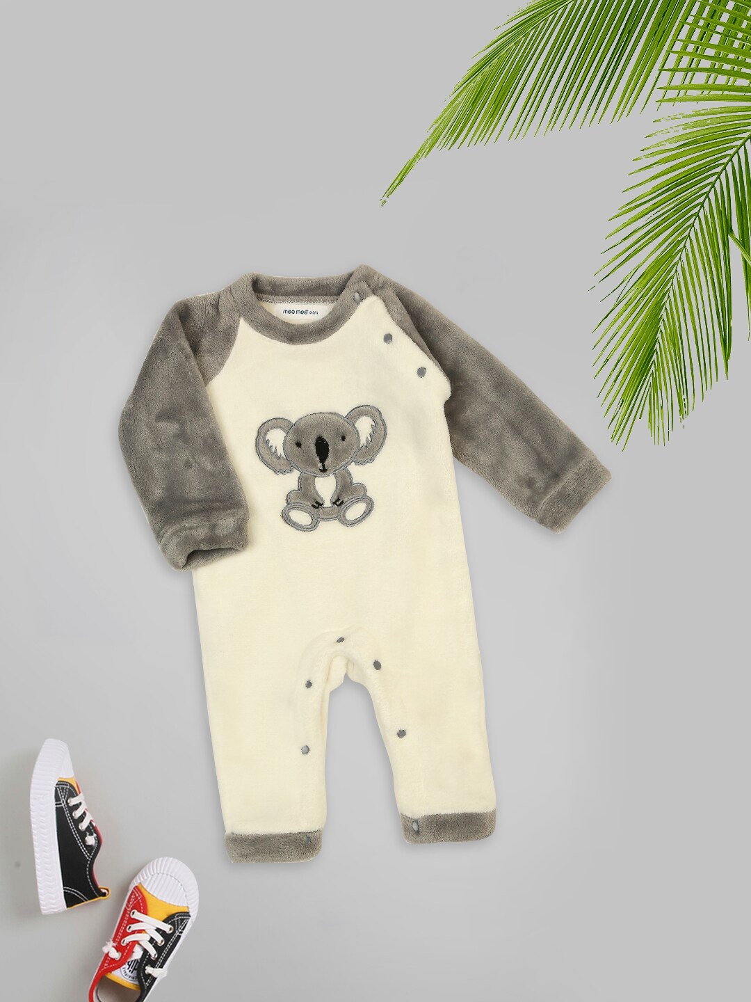 

MeeMee Infants Koala Fur Pure Cotton Rompers, Beige