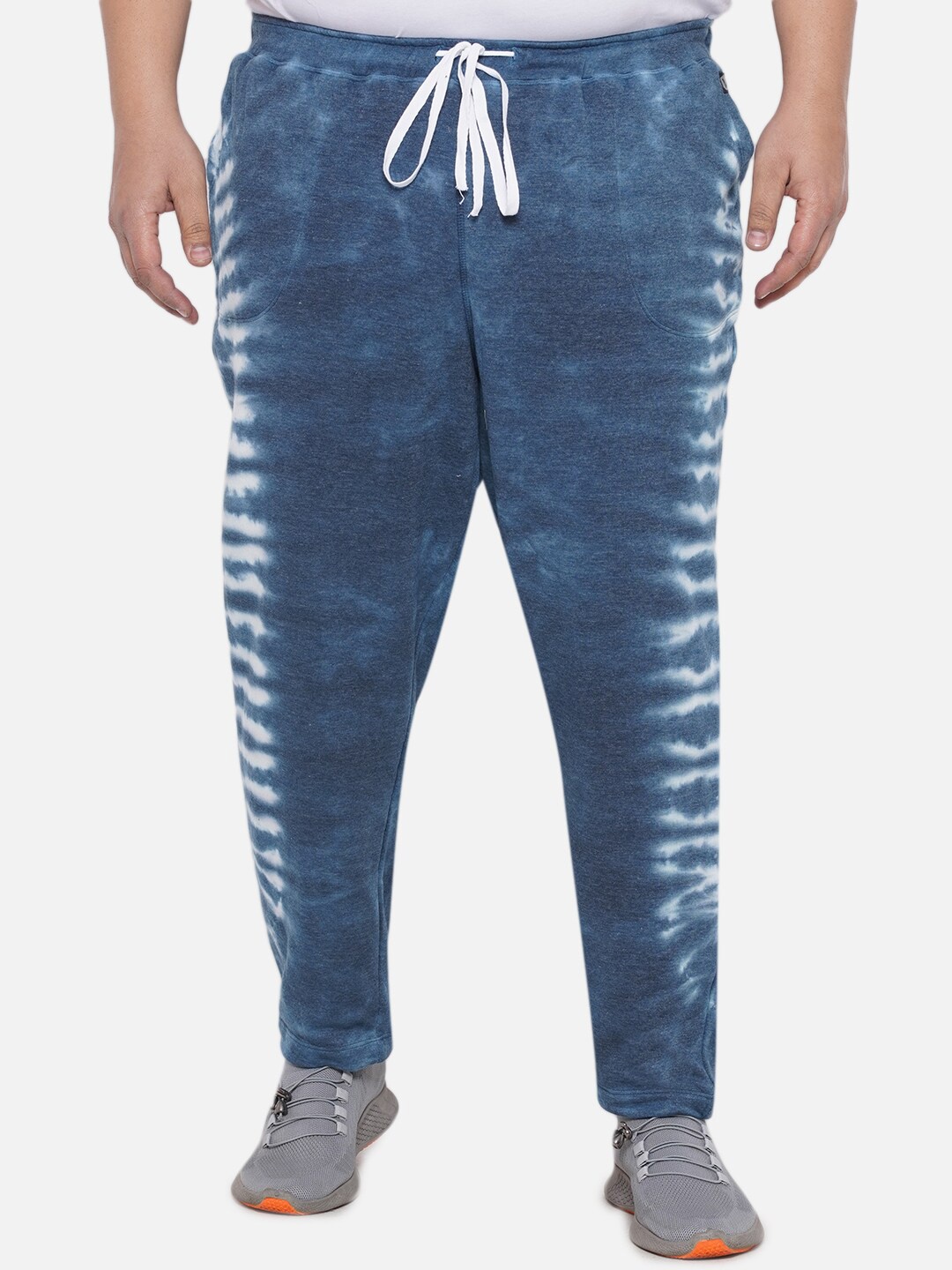 

Santonio Plus Size Men Tie & Dyed Pure Cotton Track Pants, Blue