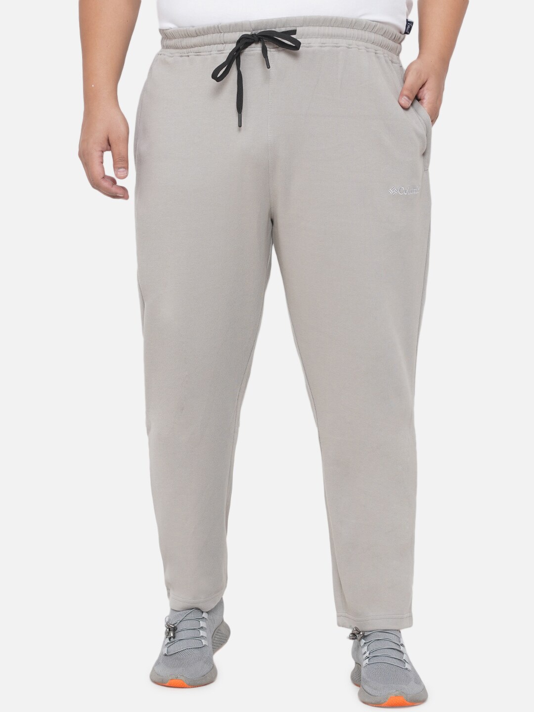 

Santonio Men Plus Size Mid Rise Regular Fit Pure Cotton Track Pants, Grey