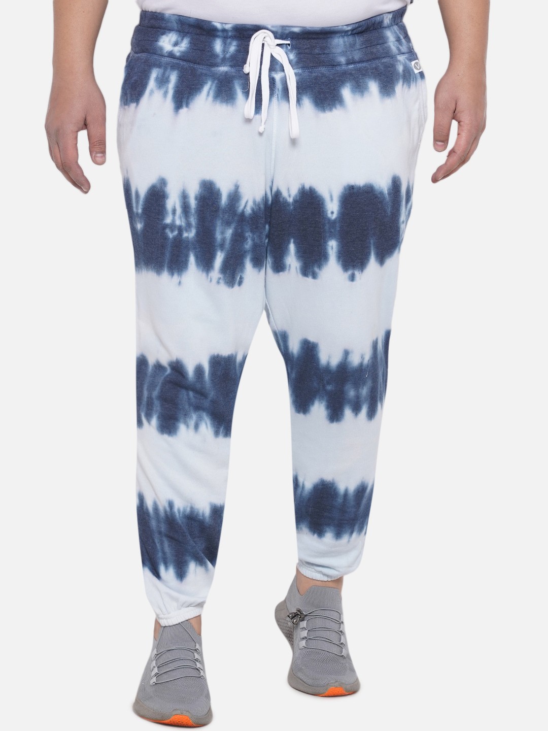 

Santonio Plus Size Men Tie & Dyed Pure Cotton Joggers, Blue