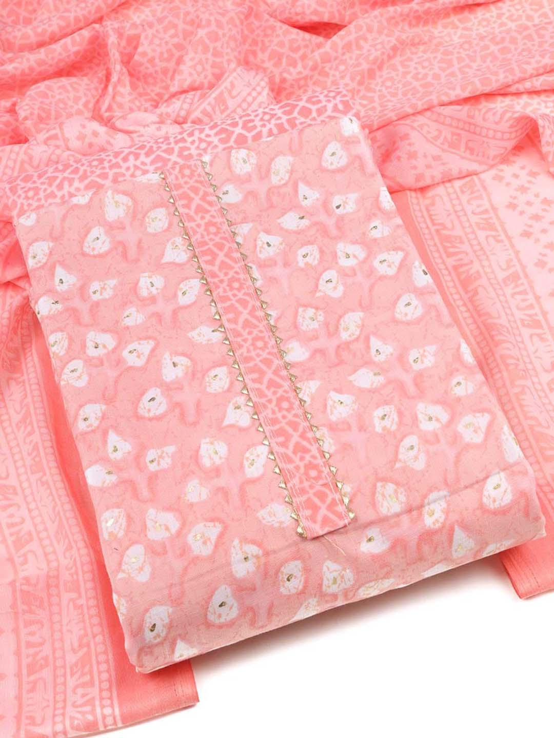 

Sun Fashion And Lifestyle Printed Unstitched Dress Material, Peach