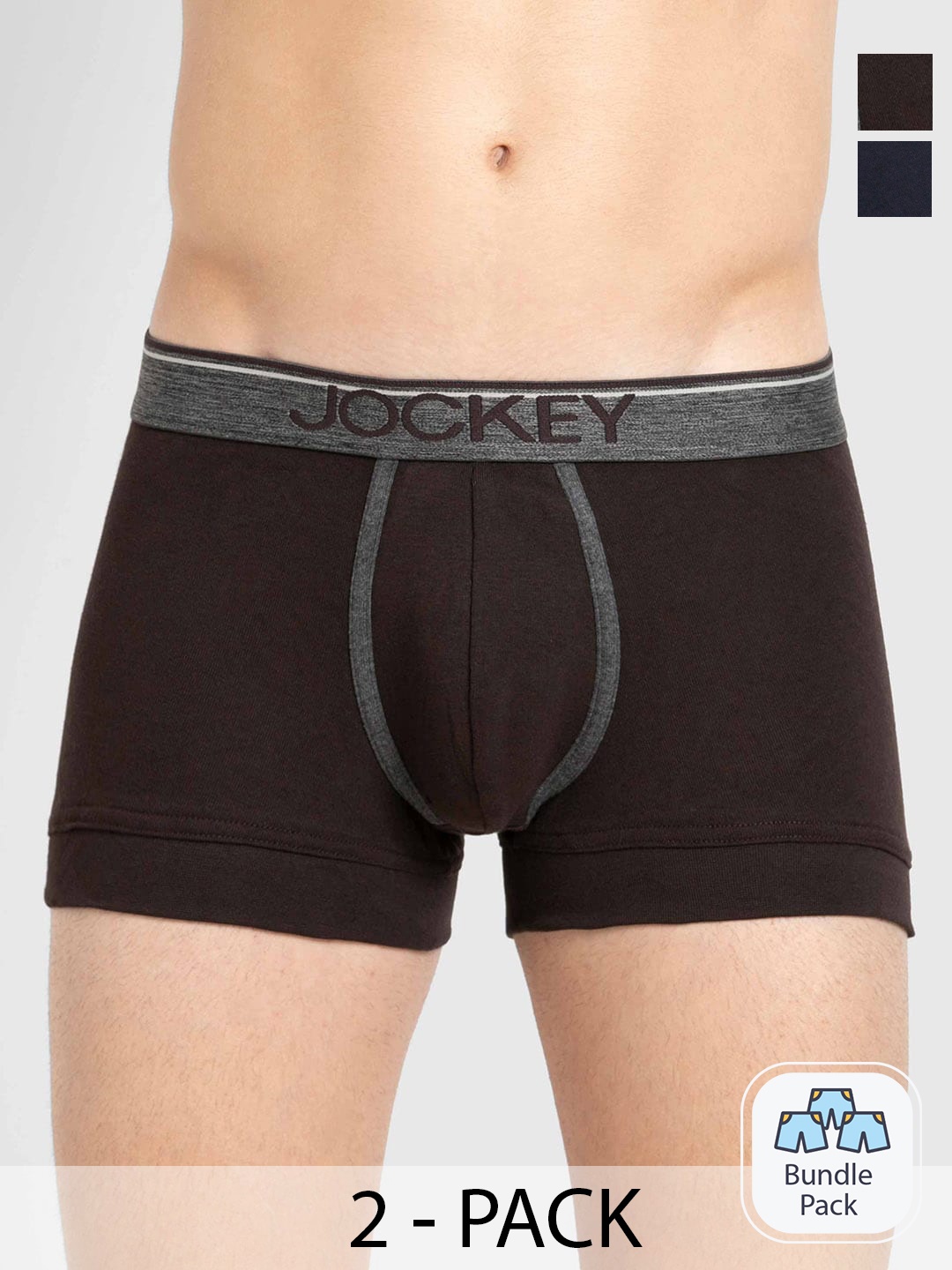 

Jockey Pack Of 2 Pure Cotton Short Trunks, Coffee brown