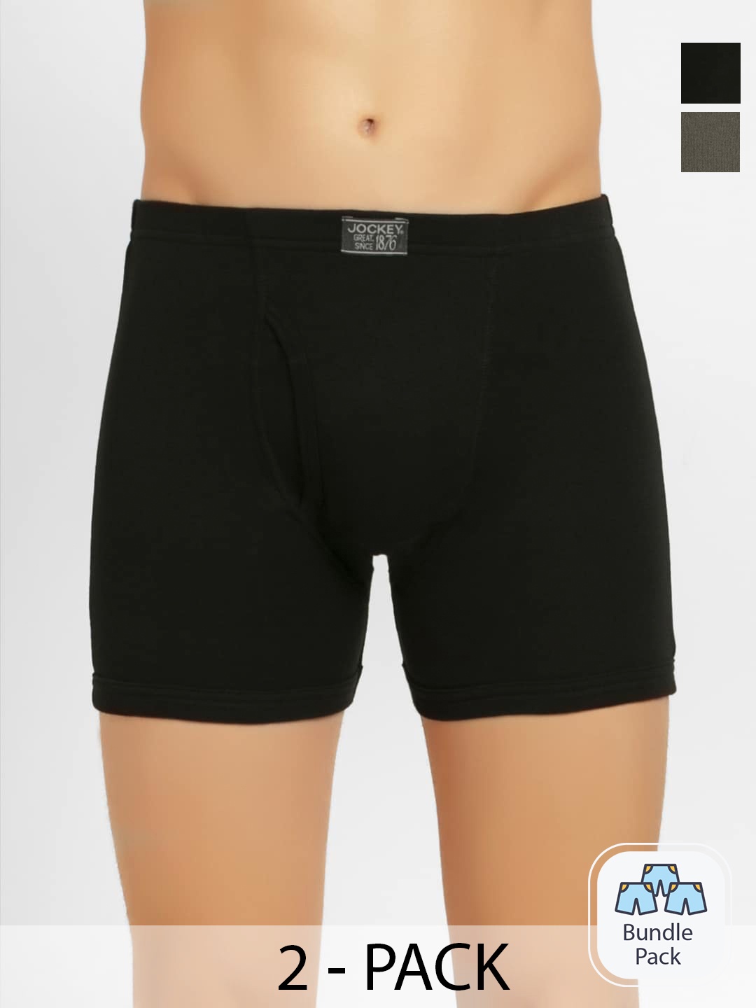 

Jockey Pack Of 2 Pure Cotton Short Trunks, Black