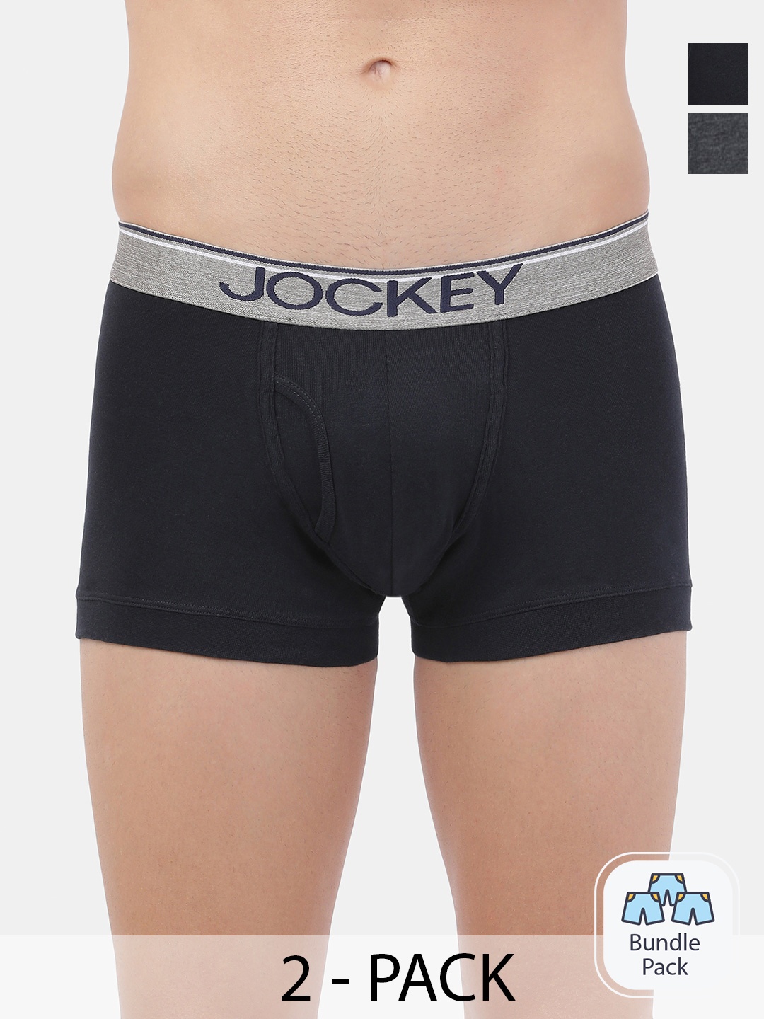 

Jockey Pack Of 2 Pure Cotton Short Trunks, Navy blue