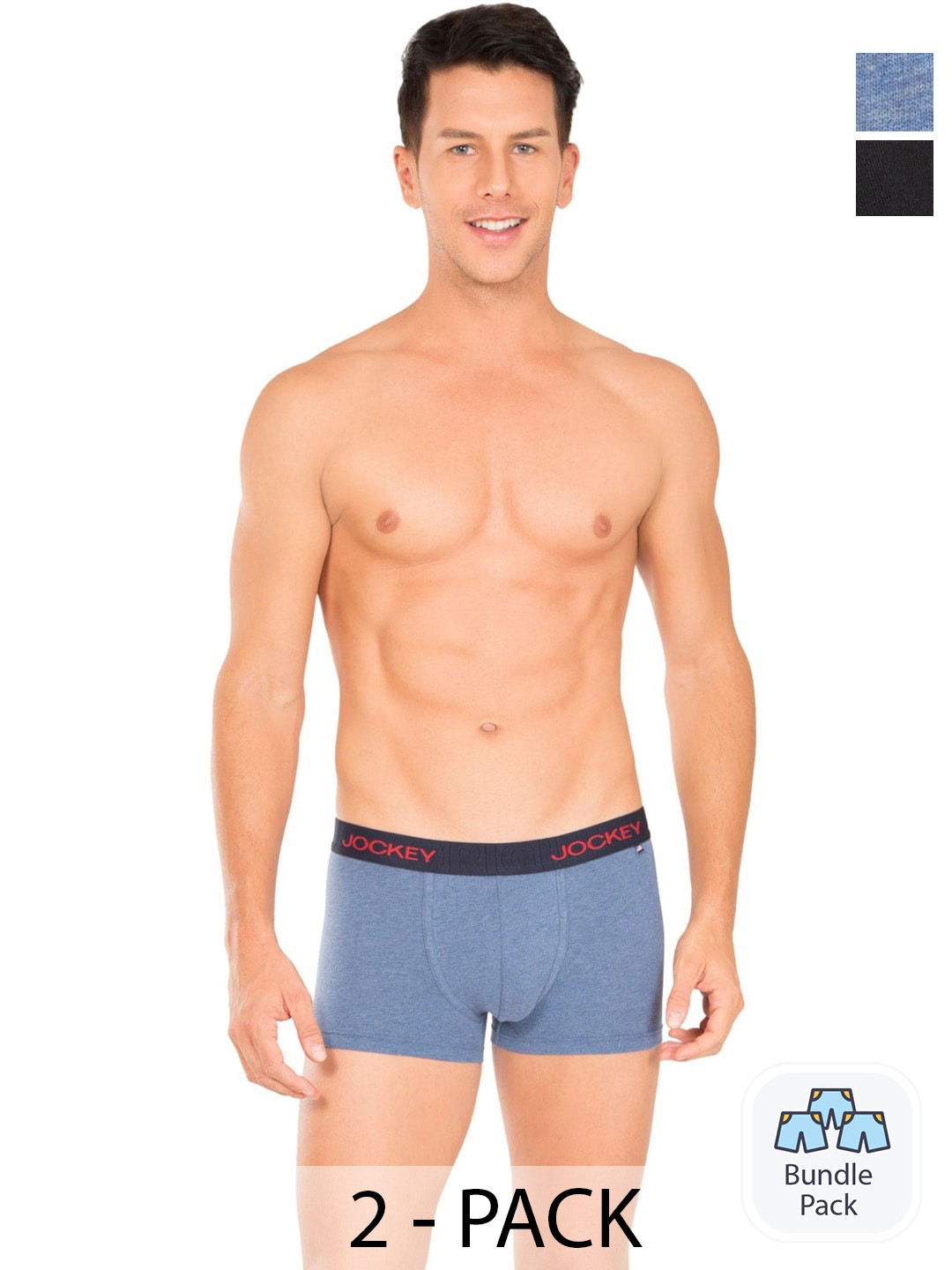 

Jockey Pack Of 2 Outer Elastic Short Trunks, Blue