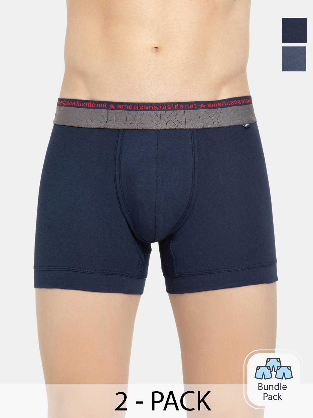 

Jockey Pack Of 2 Outer Elastic Short Trunks, Navy blue