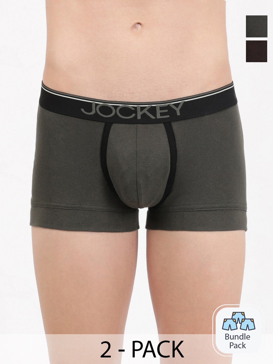 

Jockey Pack Of 4 Pure Cotton Short Trunks, Olive