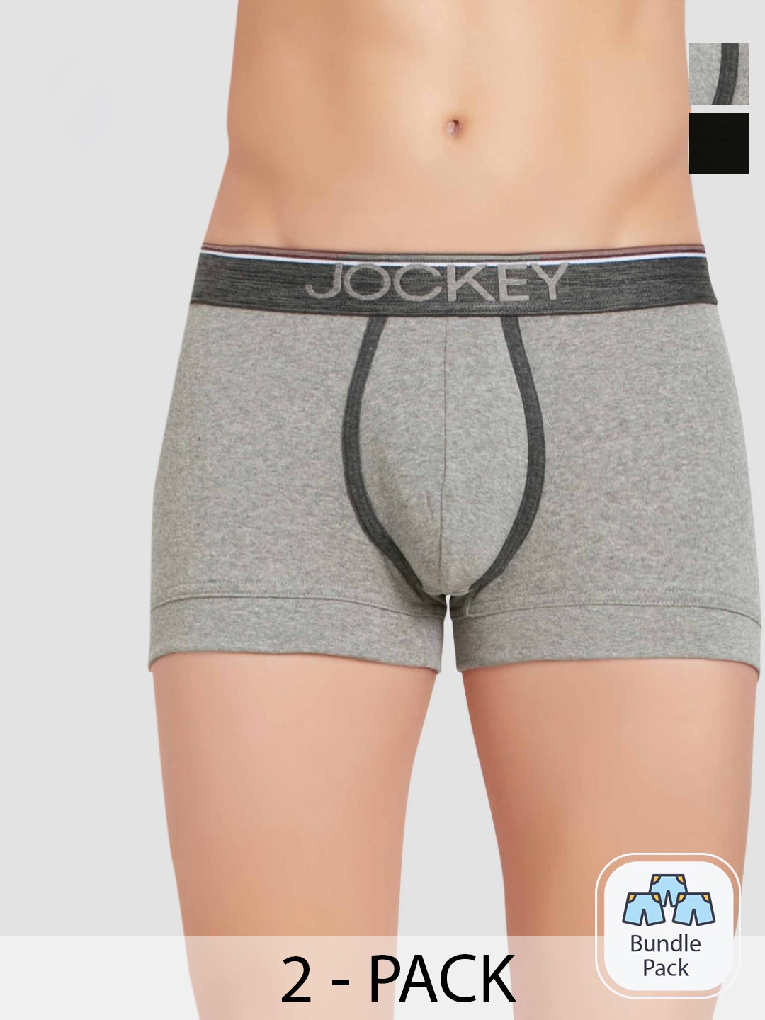 

Jockey Pack Of 4 Pure Cotton Short Trunks, Grey