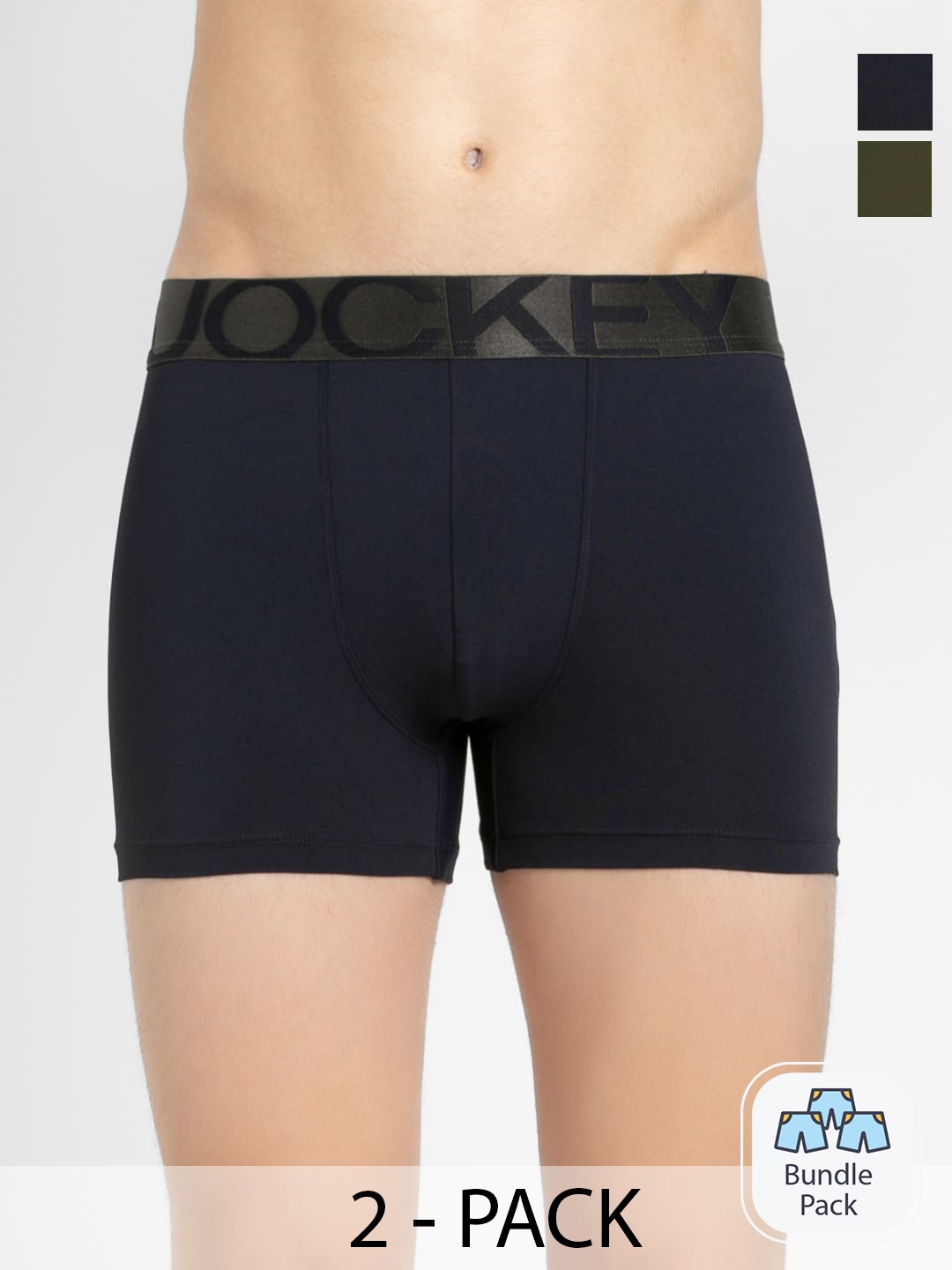 

Jockey Pack Of 2 Outer Elastic Short Trunks, Navy blue