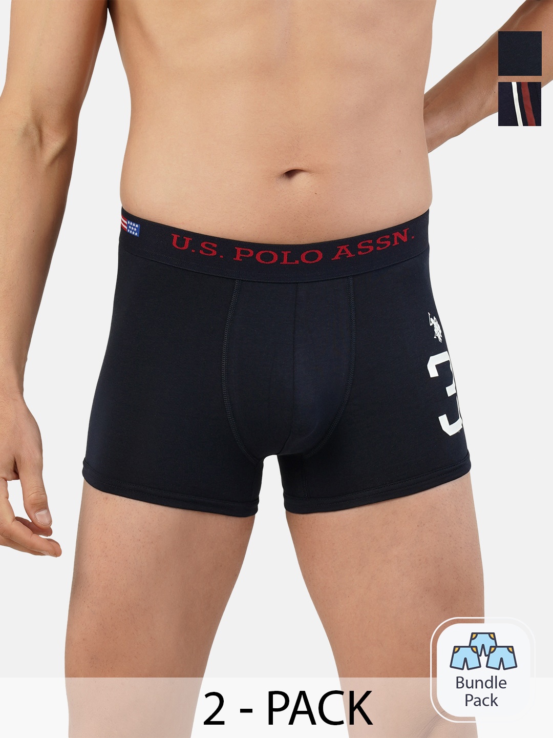 

U.S. Polo Assn. Pack Of 2 Cotton Short Trunks, Navy blue