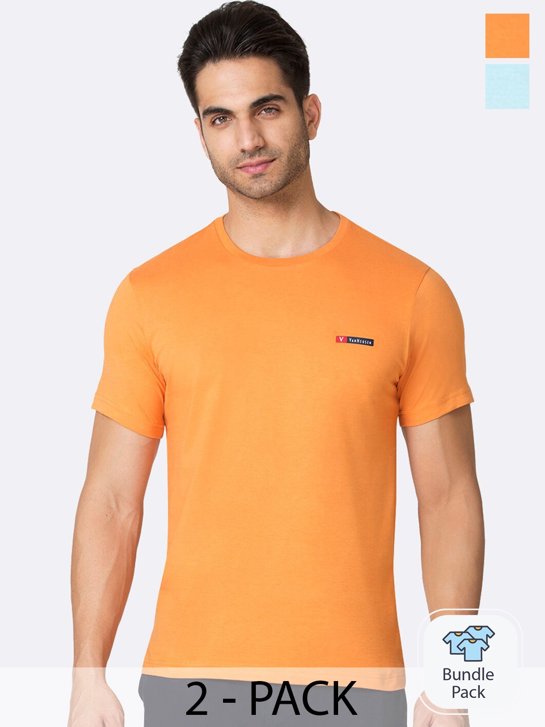 

Van Heusen Pack Of 2 Round Neck Cotton Lounge T-shirts, Orange