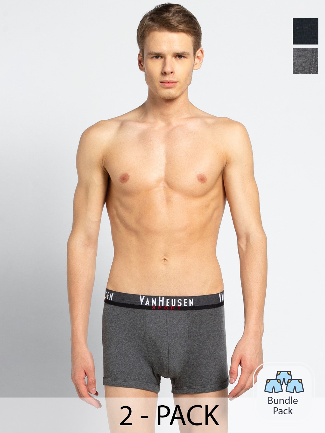 

Van Heusen Pack Of 2 Outer Elastic Short Trunks, Grey