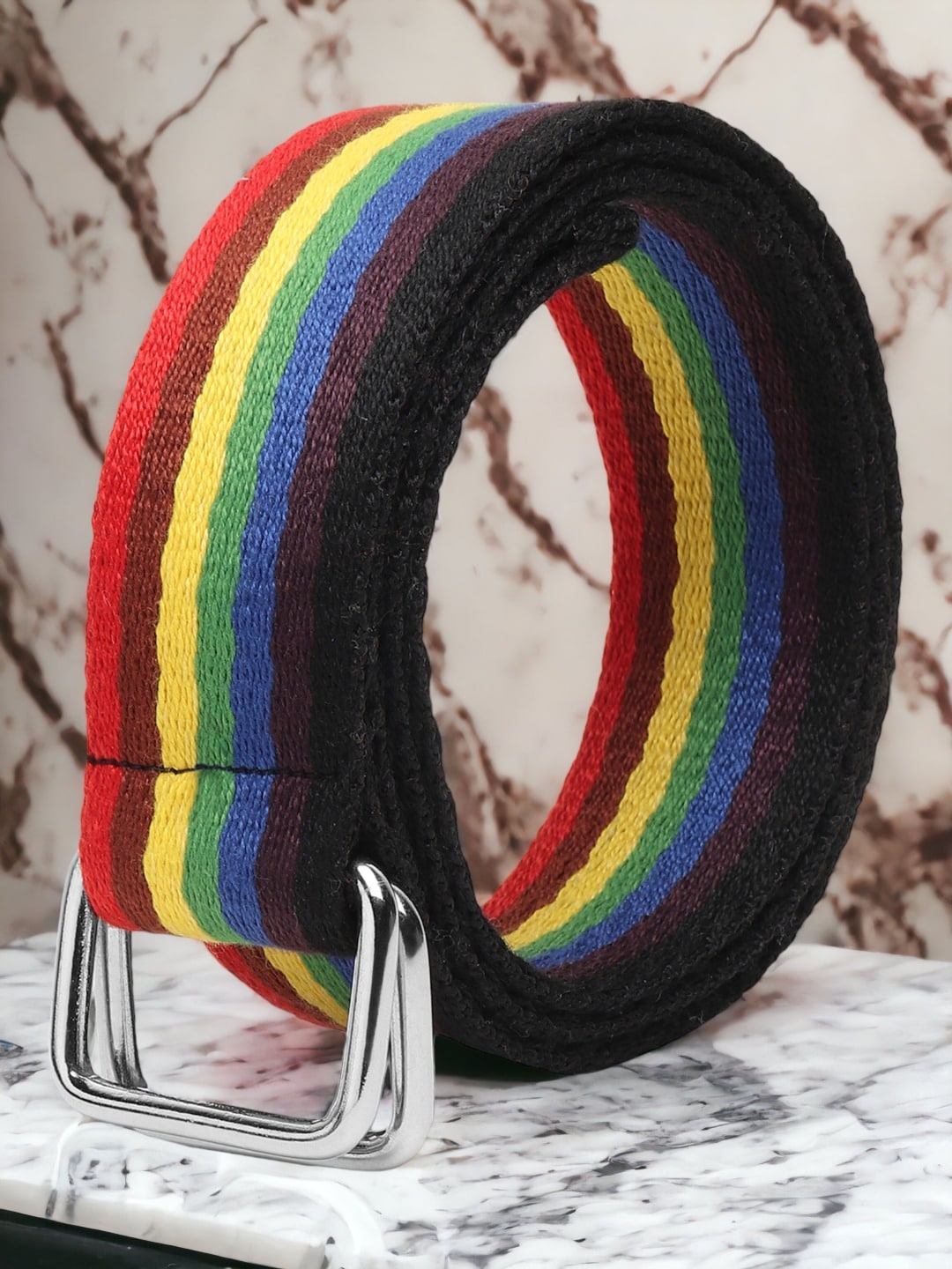

Roadster Men Red Striped D-Ring Buckle Belt