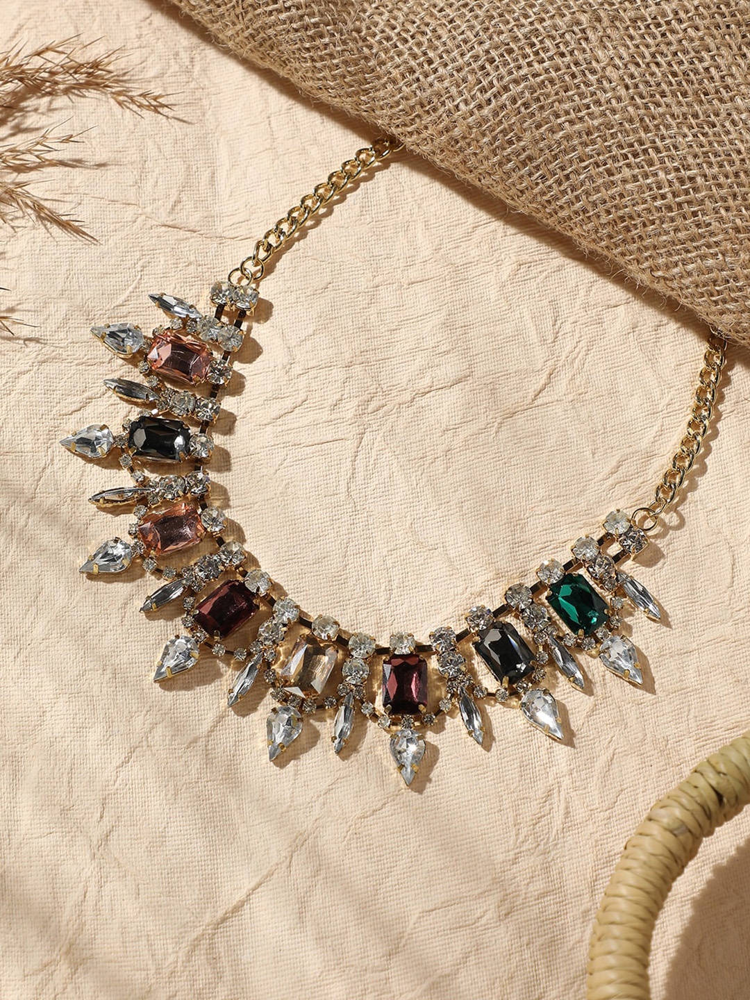

SOHI Gold-Plated Artificial Stones Necklace