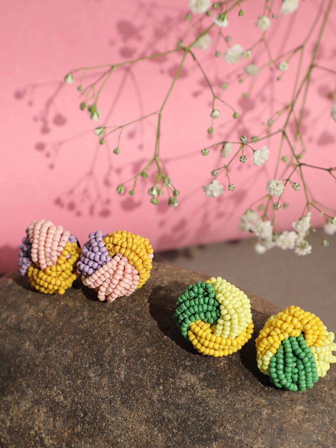 

SOHI Pack Of 2 Gold Plated Classic Studs, Green