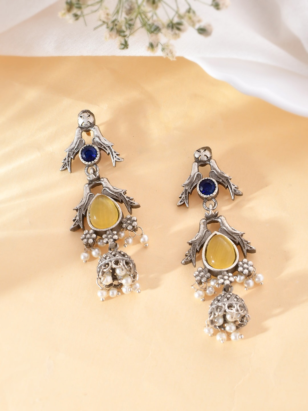 

DASTOOR Oxidised Silver Plated Drop Earrings