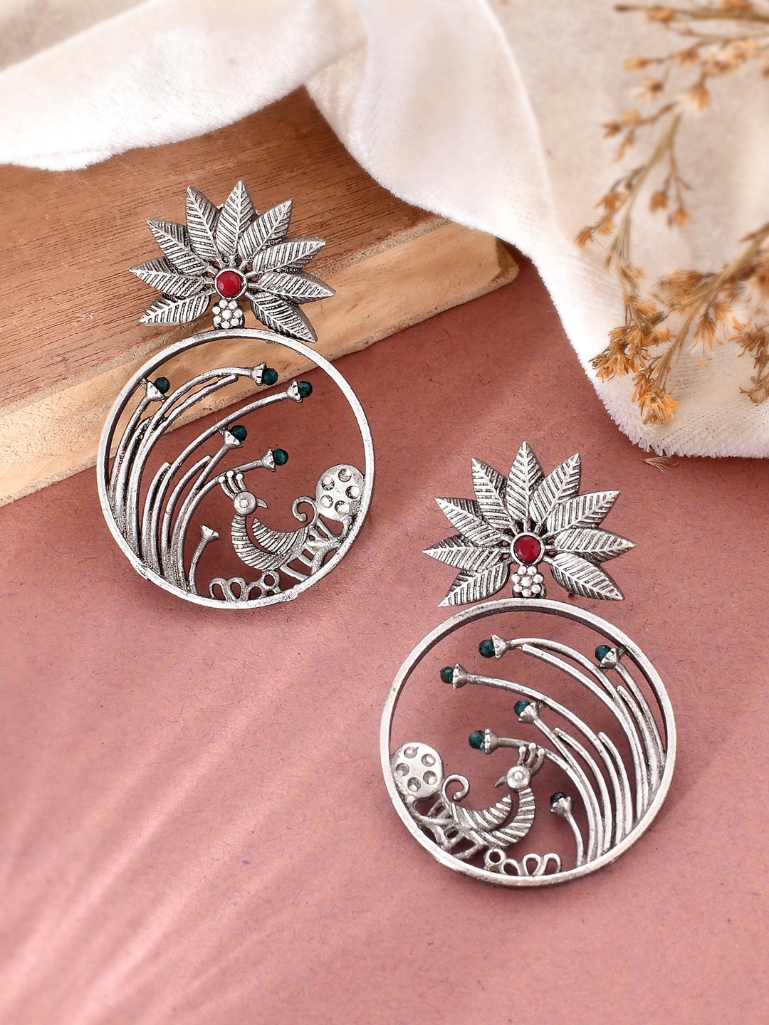 

DASTOOR Oxidised Silver Plated Drop Earrings