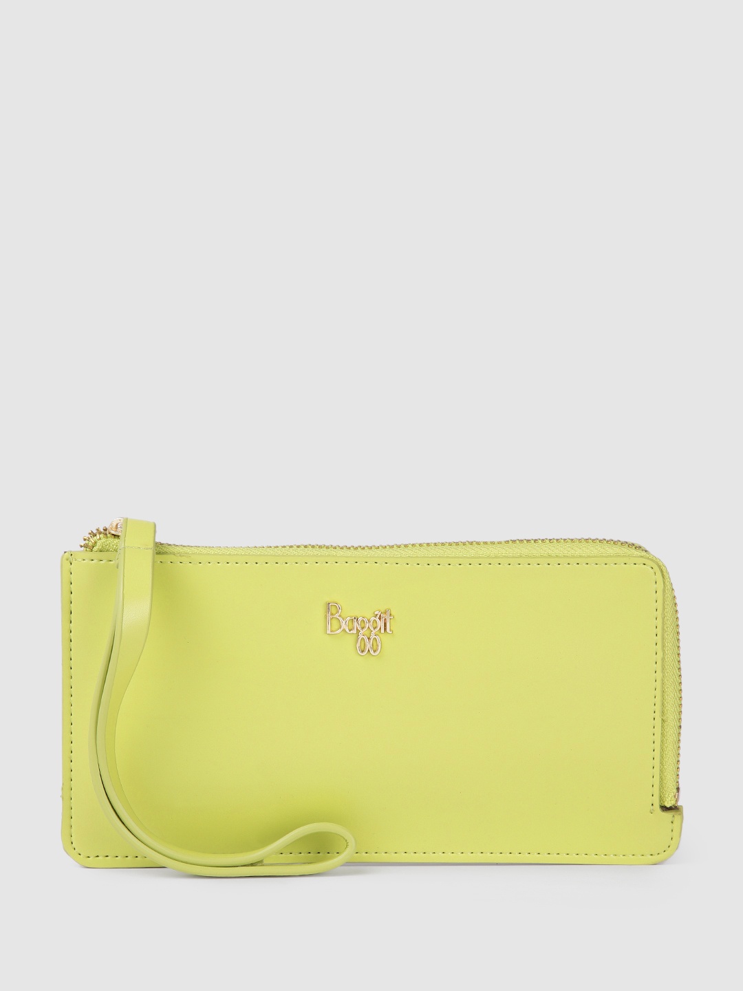 

Baggit Women Zip Around Wallet with Wrist Loop, Fluorescent green