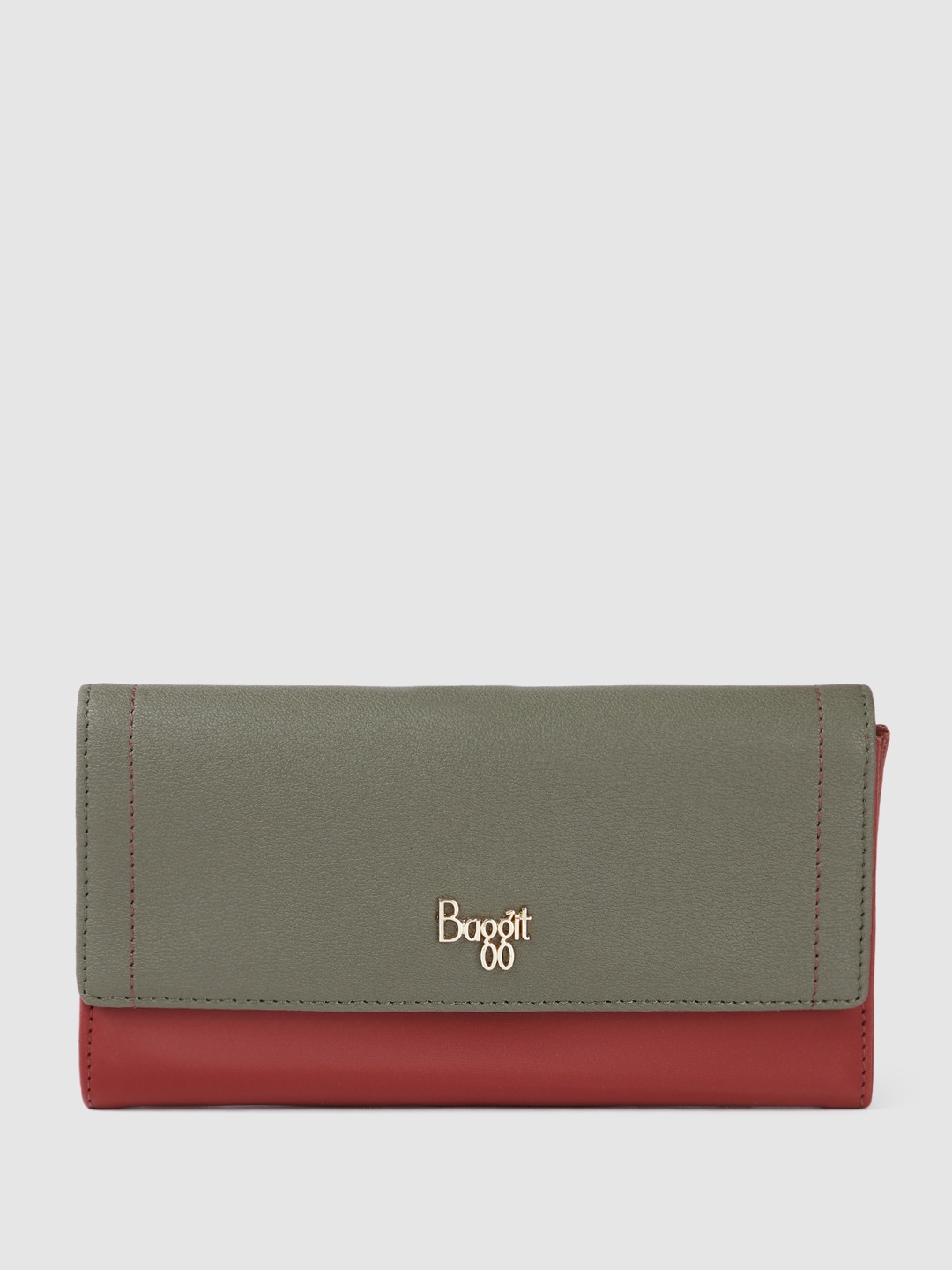 

Baggit Women Colourblocked Envelope Wallet, Green