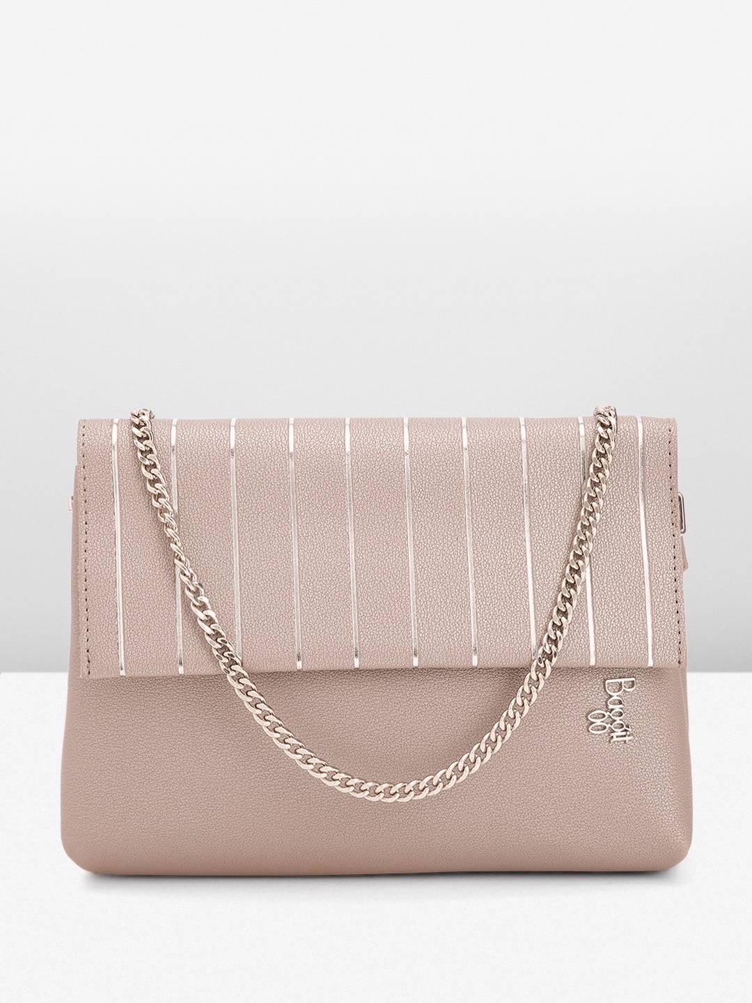 

Baggit Striped Structured Sling Bag, Mauve