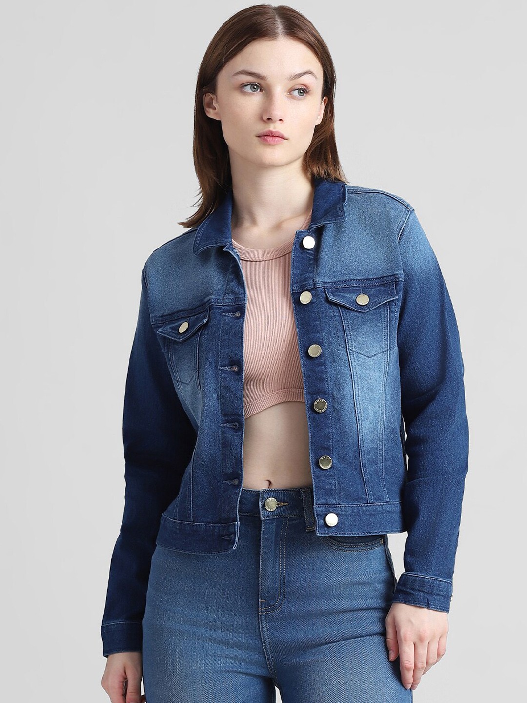 

ONLY Washed Denim Jacket, Blue
