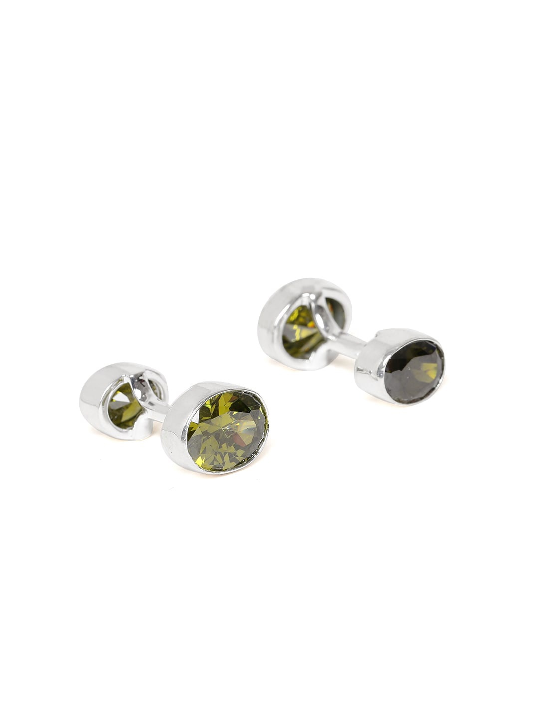 

FIROZA Stone Studded Dumbbell Cufflink, Silver