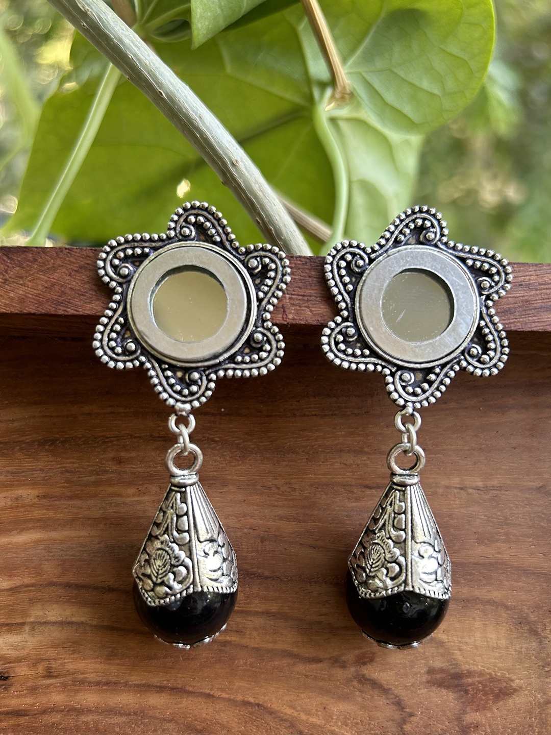 

FIROZA Onyx Studded Drop Earrings, Black