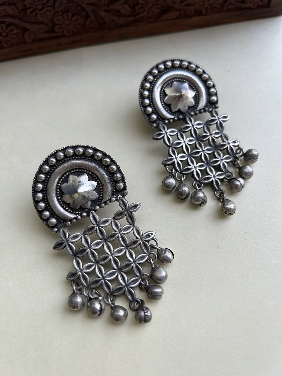 

FIROZA Oxidised Drop Earrings, Silver