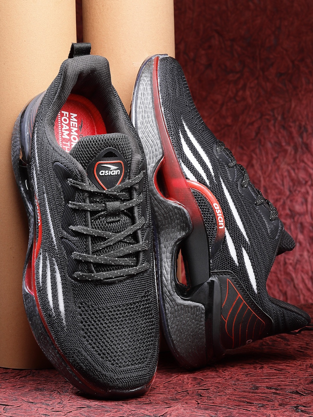 

ASIAN Men Mesh Running Sports Shoes, Black