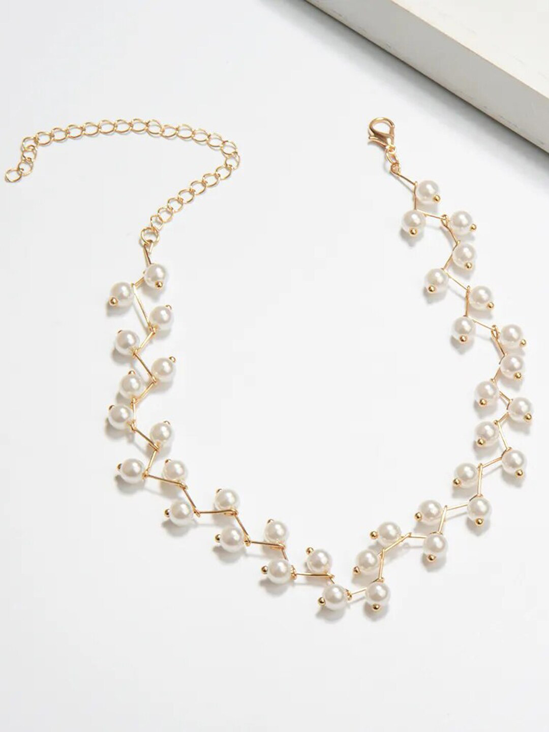 

VAGHBHATT Gold-Plated Pearls Beaded Choker Necklace