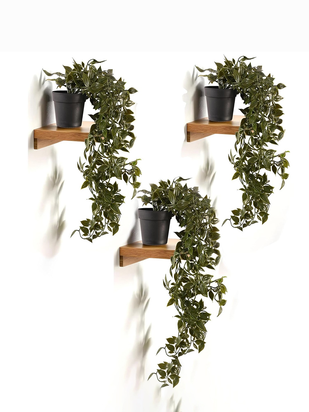 

Kuber Industries Green & Black 3 Pieces Artificial Vine Plants With Pot