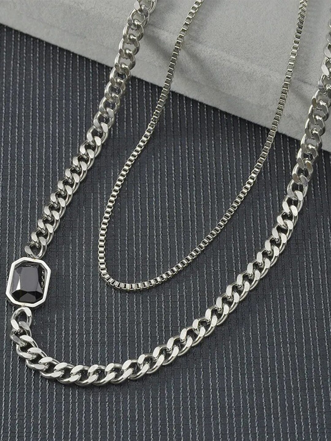 

VAGHBHATT Silver-Plated Double Layered Chain Necklaces