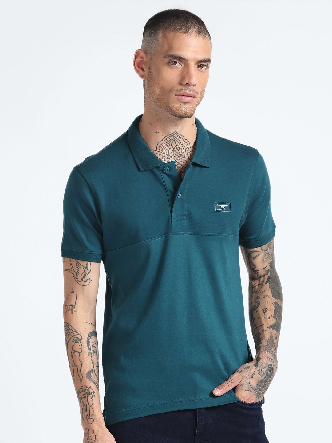 

Flying Machine Polo Collar Pure Cotton T-shirt, Green